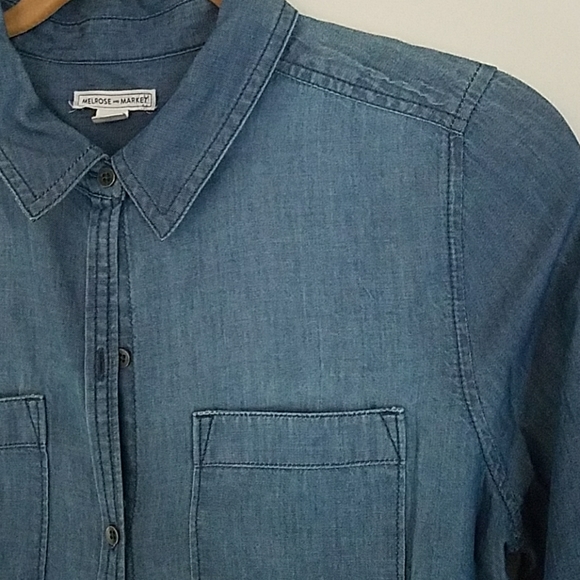 Melrose and Market button blouse Chambray S blue - Picture 4 of 7